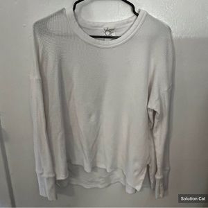 White long sleeve waffle knit